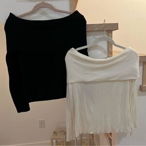 Two Aritzia off the shoulder light sweaters 
size XL and L